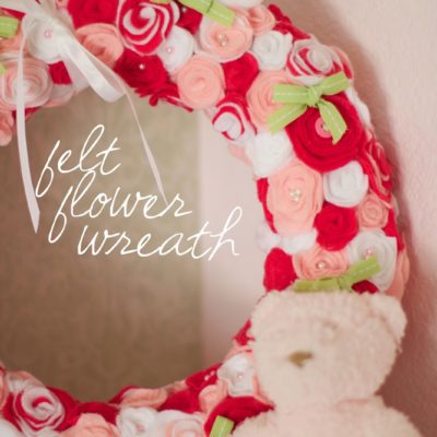 Nursery DIY: felt flower wreath and pink baby shower