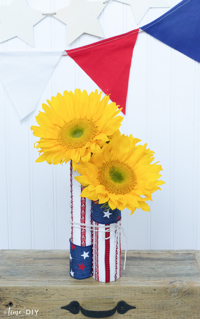 patriotic centerpiece with flags