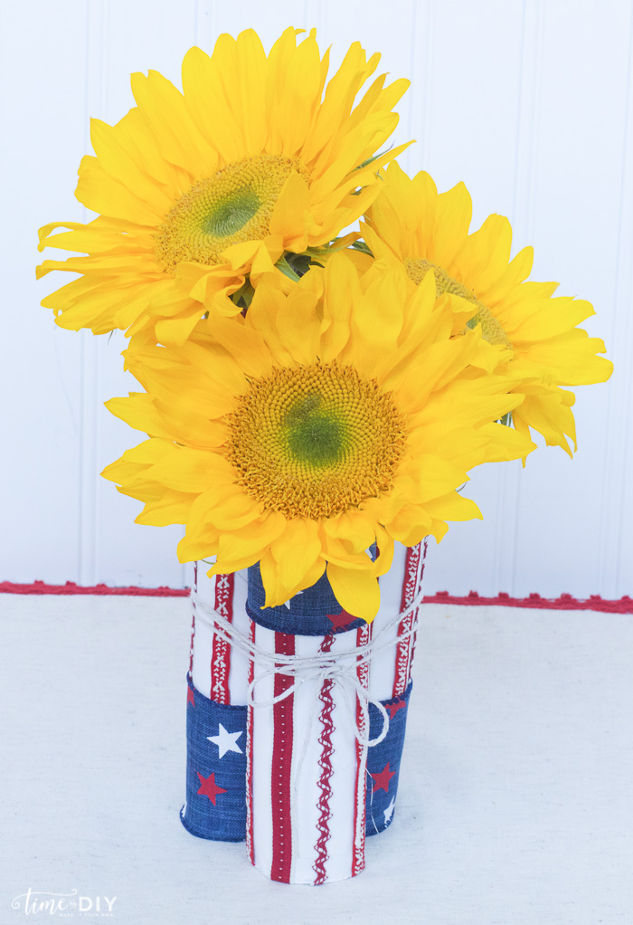 red, white and blue centerpiece