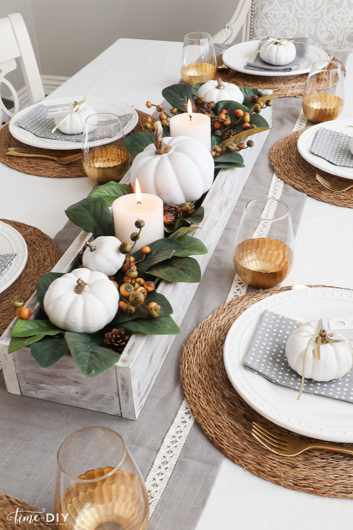 Natural Fall Tablescape with Greenery