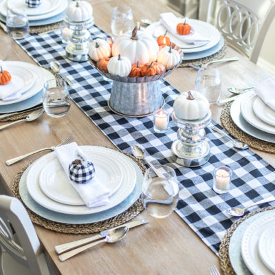 Black, White, and Orange Fall Table Decorations