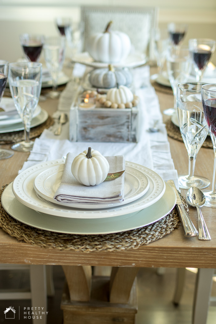 Gray and White Fall Tablescape